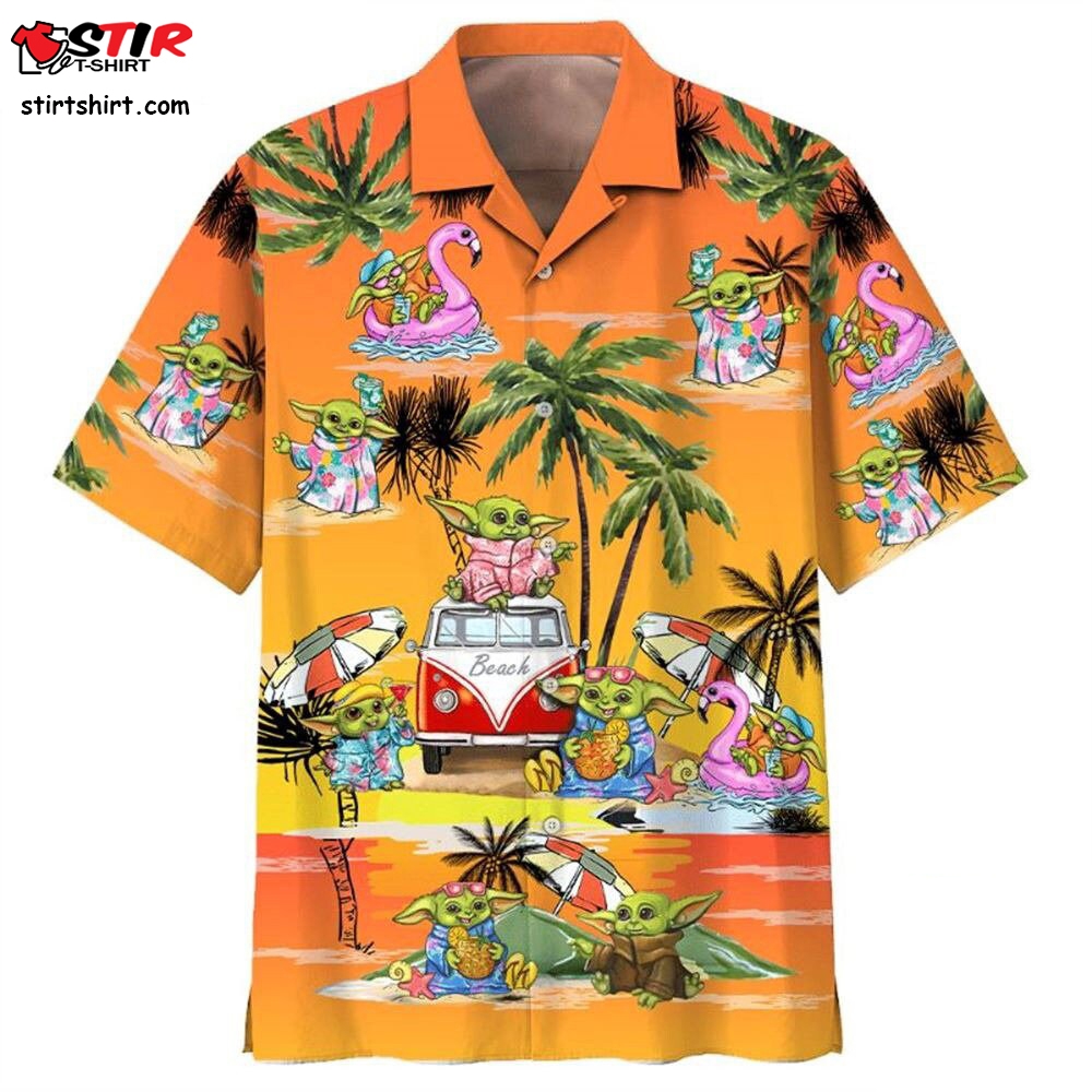 Baby Yoda Hawaii Shirt, Baby Yoda Beach Shirt, Hawaiian Shirt Men, Button Up Shirt, Baby Yoda Aloha Shirt, Gifts For Him, Vacation Shirt 4