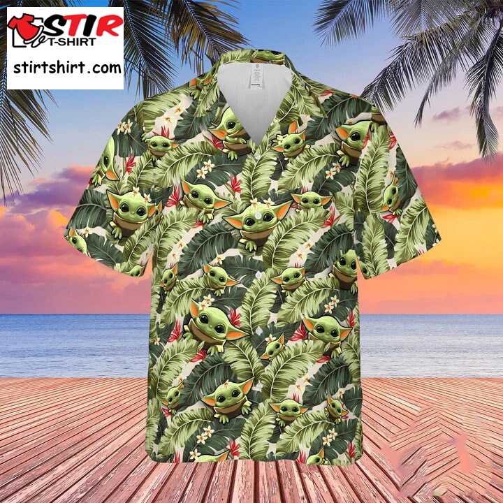 Baby Yoda Hawaii Shirt, Baby Yoda Beach Shirt, Hawaiian Shirt Men, Button Up Shirt, Baby Yoda Aloha Shirt, Gifts For Him, Vacation Shirt 7