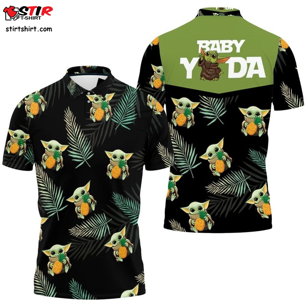 Baby Yoda Hug Pineapple Hawaiian 3D Jersey Polo Shirt All Over Print Shirt 3D T Shirt  Hawaiian Polo Shirt