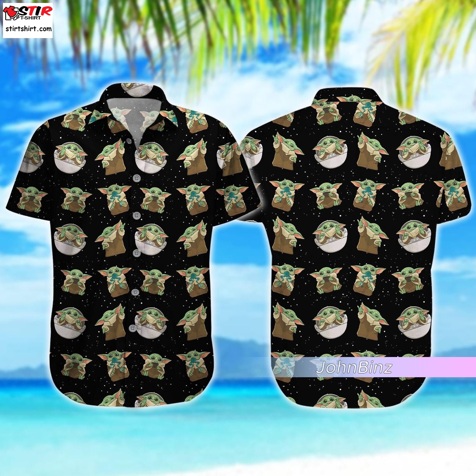 Baby Yoda Shirt, Star Wars The Mandalorian Hawaiian Shirt, Star Wars Button Down Shirt Black, Gifts For Yoda Lovers, Unisex S 5Xl Adult  Baby Yoda 
