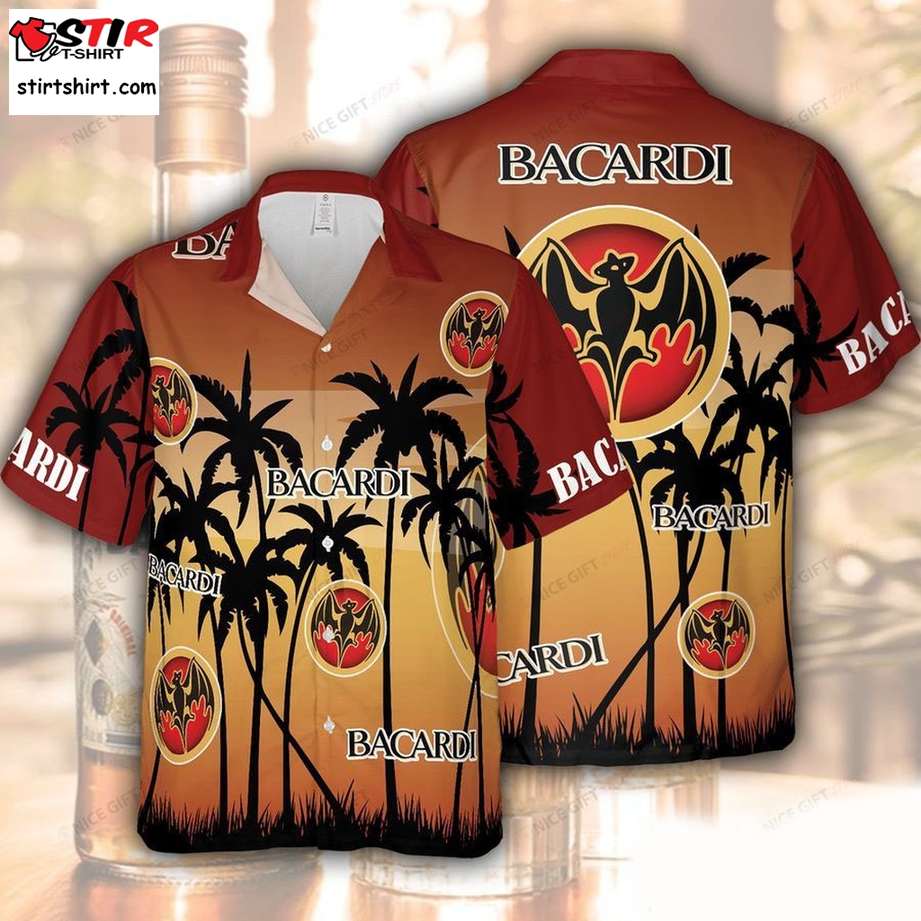 Bacardi Hawaii Palm Forest Brown Red 3D Shirt   Red