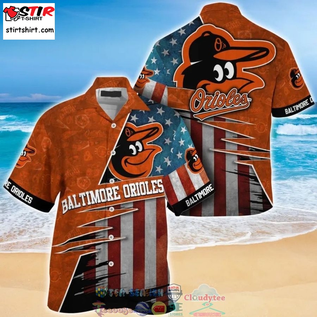 Baltimore Orioles Mlb American Flag Hawaiian Shirt  Saleoff