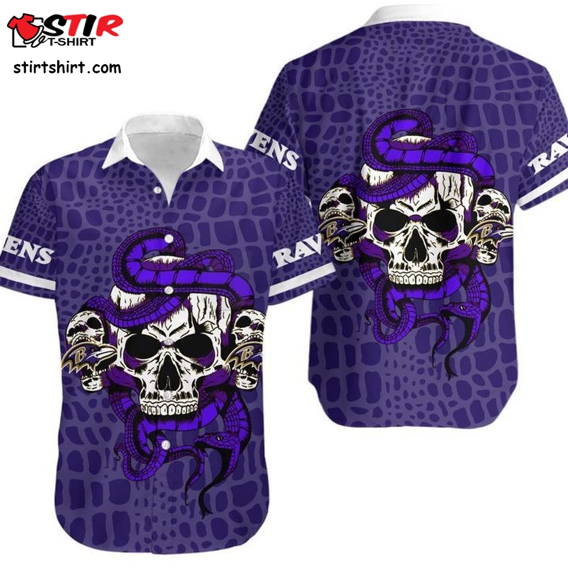 Baltimore Ravens Snake And Skull Hawaii Shirt And Shorts Summer Collection H97  Baltimore Ravens 