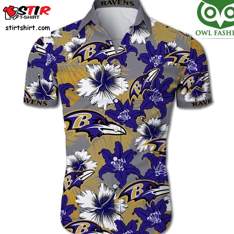 Baltimore Ravens Tropical Flower Short Sleeve Hawaiian Shirt  Baltimore Ravens 