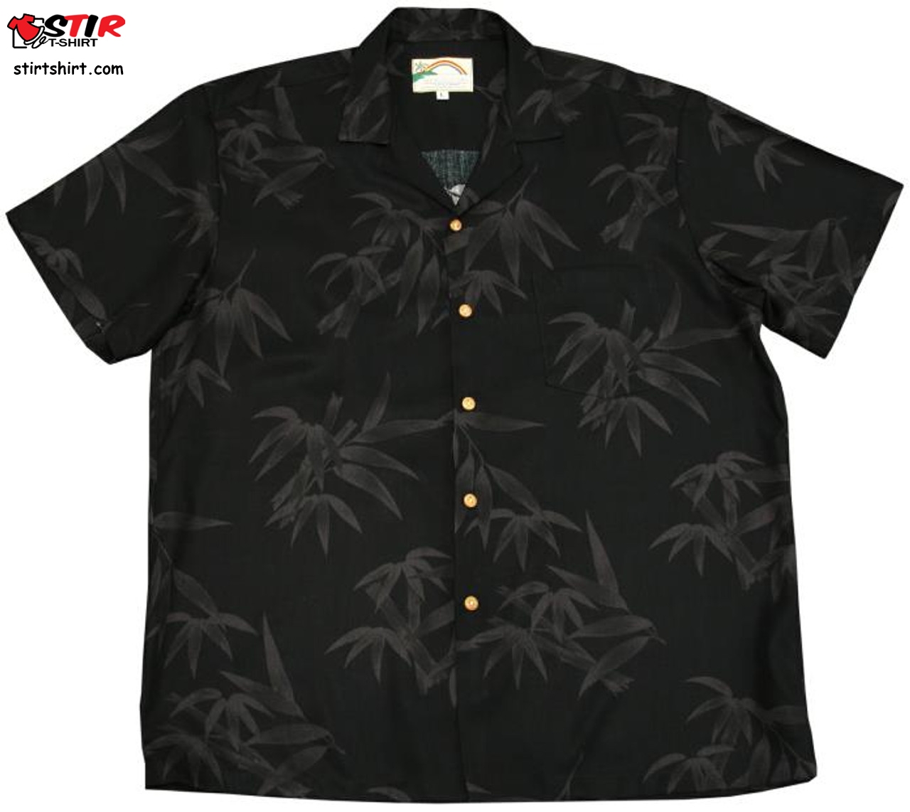 Bamboo Black   Men_S 100_ Rayon Hawaiian Shirt  s Black