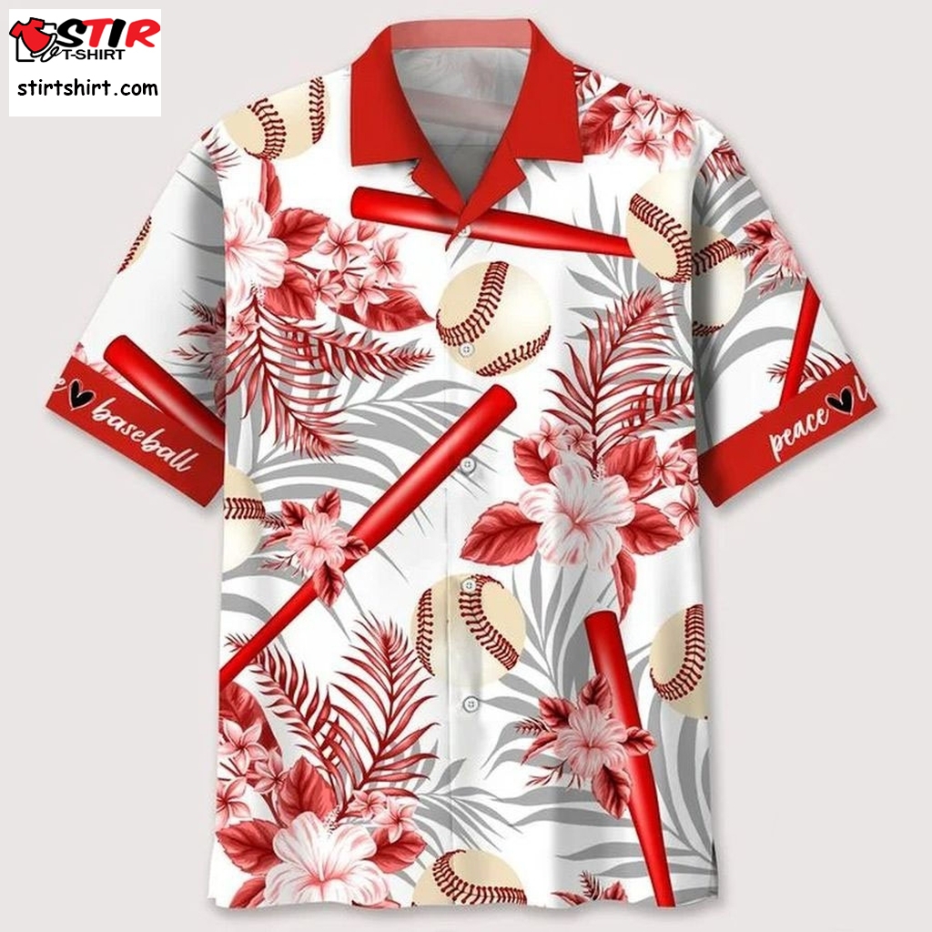 Baseball Red Hawaii Shirt Hawaiian Shirt  s Red