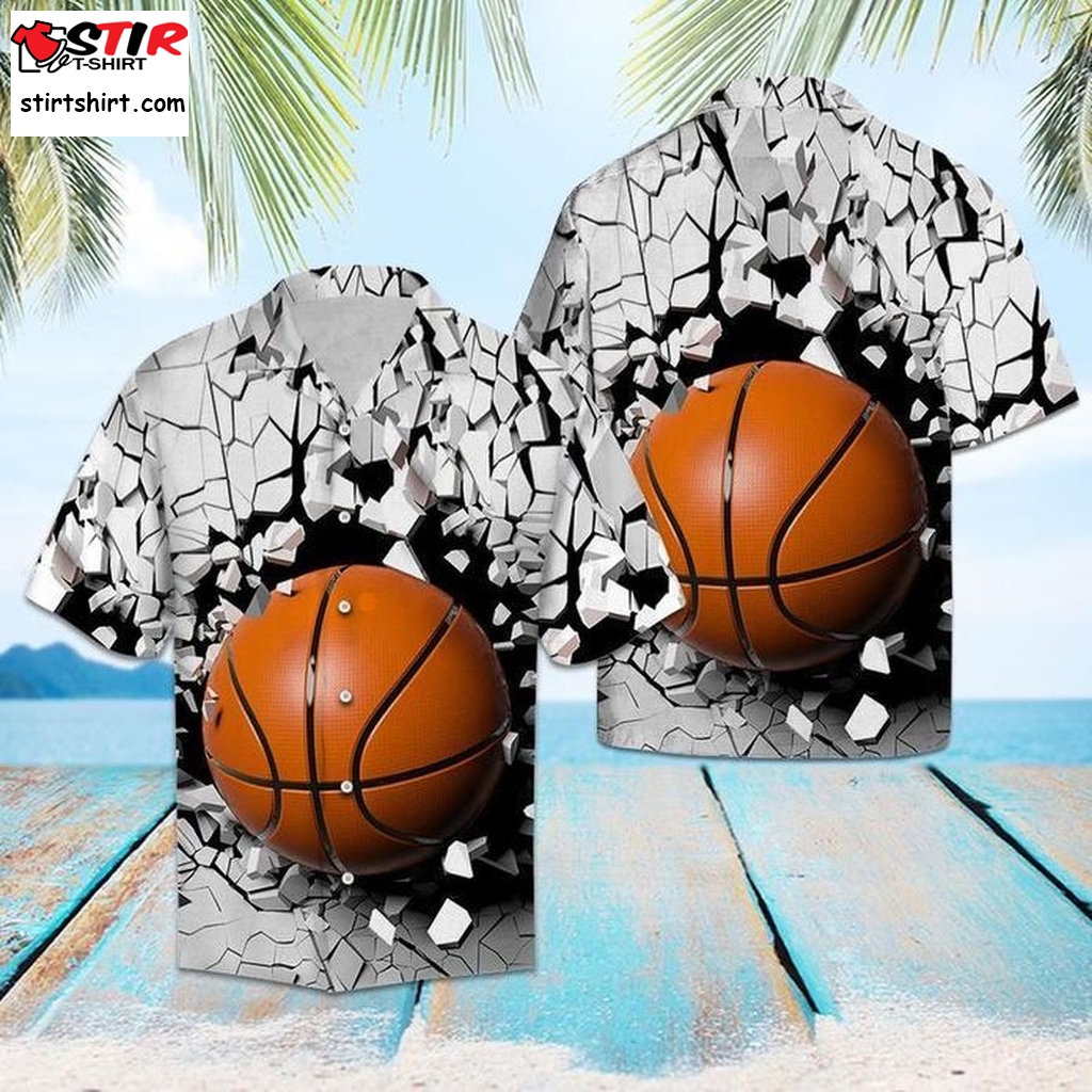 Basketball Broken Wall Hawaiian Shirt Pre10662, Hawaiian Shirt, Gun Hawaiian Shirts Graphic Tee  Gun s