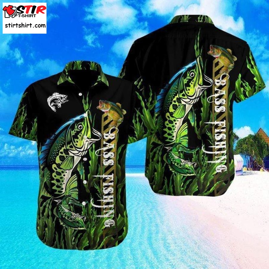 Bass Fishing Black Green Hawaiian Shirt Gun Hawaiian Shirts Gift Shirts  Gun s