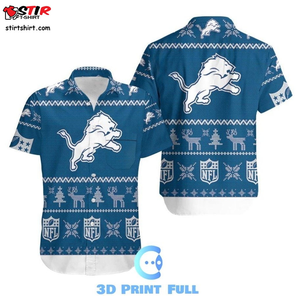 Beach Shirt Detroit Lions Ugly Sweatshirt Christmas 3D Hawaiian Shirt Beach Set