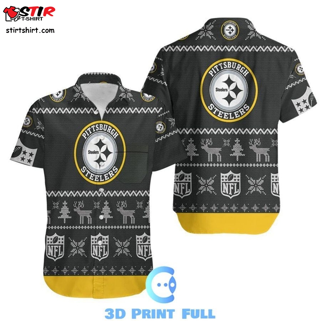 Beach Shirt Pittsburgh Steelers Ugly Christmas 3D Printed Sweatshirt Ugly Hawaiian Shirt  Christmas  Tommy Bahama