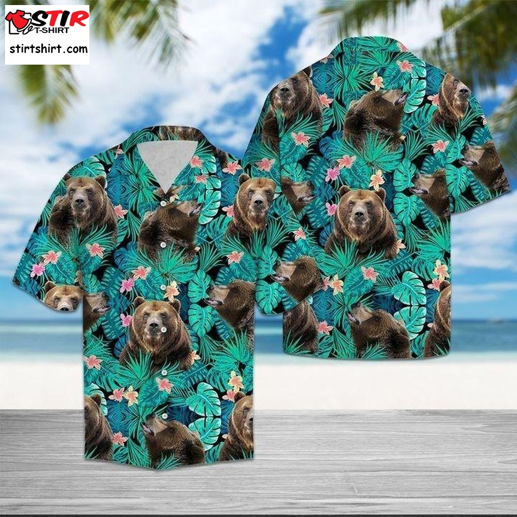 Bear Tropical Hawaiian Shirt Pre10194, Hawaiian Shirt, Long Sleeve Hawaiian Shirts Gift Shirts, Graphic Tee  Long Sleeve s