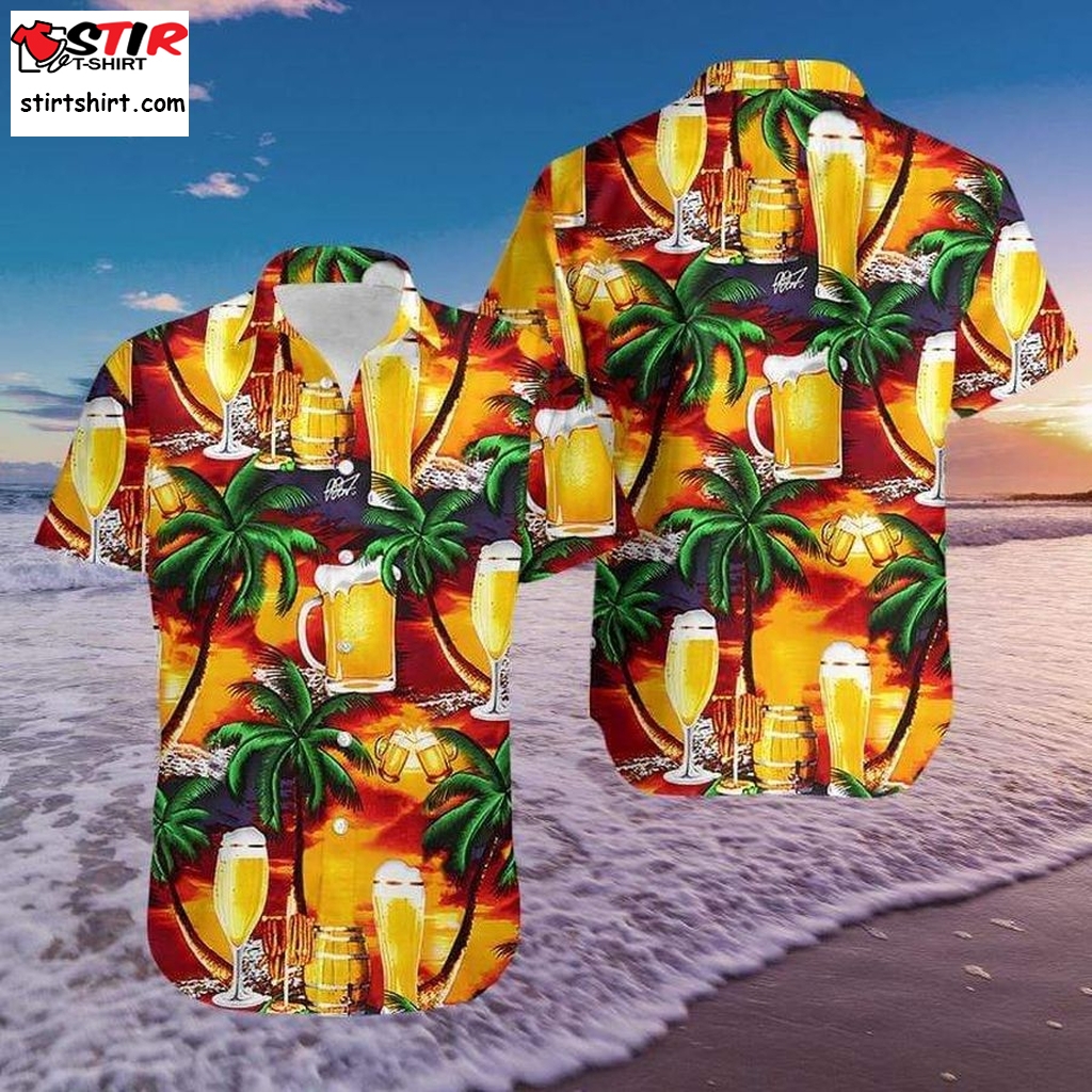 Beer In Paradise Unisex Hawaiian Shirt Pre13534, Cheap Hawaiian Shirts, Graphic Tee  Cheap s