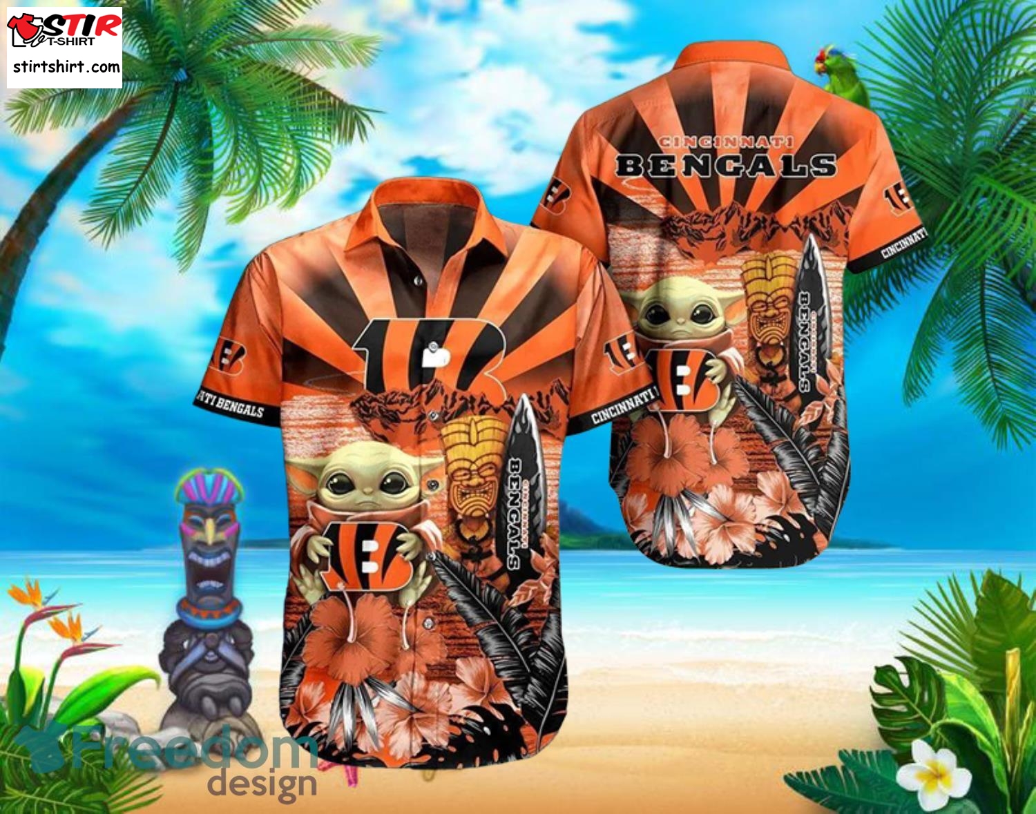 Bengals Baby Yoda Star Wars Beach Summer Hawaiian Shirt Full Over Print