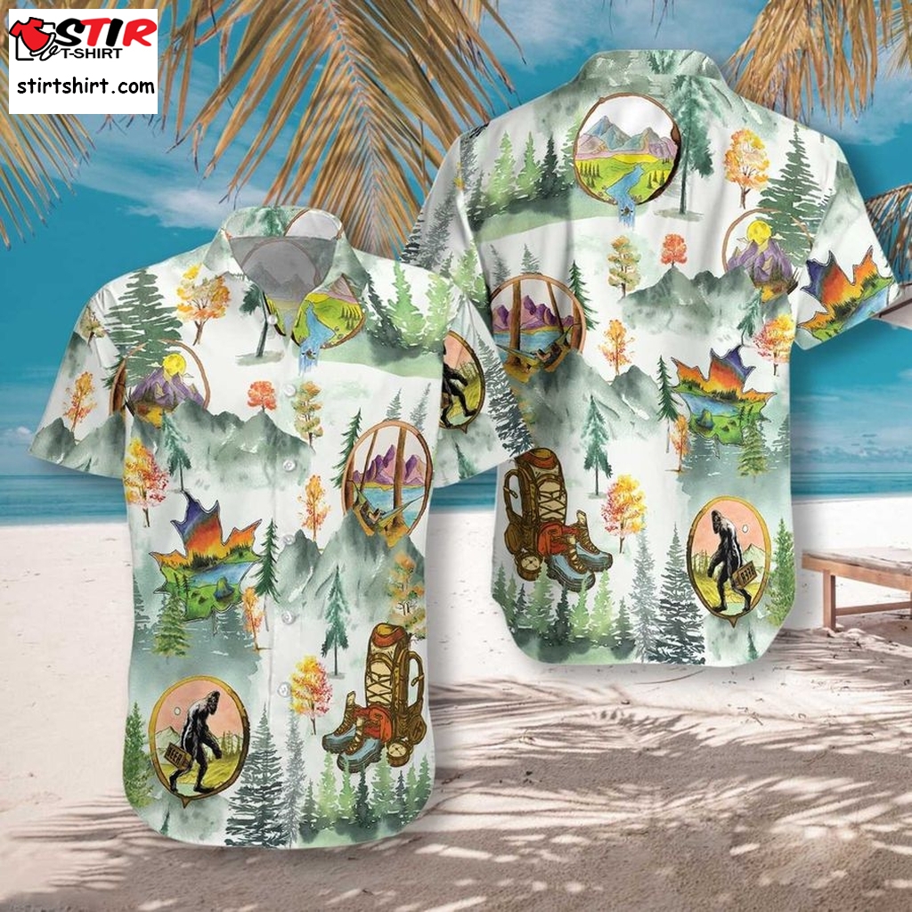 Bigfoot Camping And Hiking Hawaiian Shirt Pre13503, Long Sleeve Hawaiian Shirts  Long Sleeve s