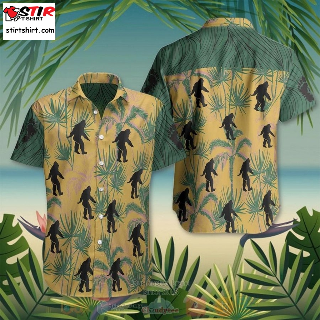 Bigfoot Coconut Vintage Yellow Funny Crazy Hawaiian Shirt  