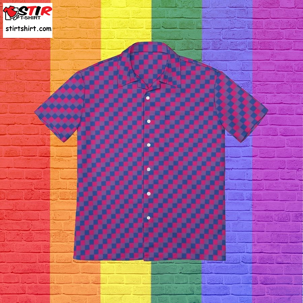 Bisexual Flag Pixels Lgbt Pride Gaymer Hawaiian Vintage Shirt Hawaii Beach Shirts