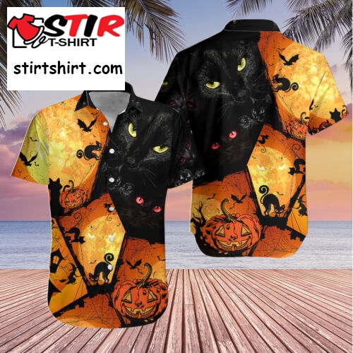 Black Cat And Pumpkin Halloween Costume Hawaiian 3D Shirt