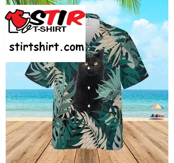 Black Cat Hawaiian Shirt, Button Up Aloha Shirt For Men, Women  Black Cat 