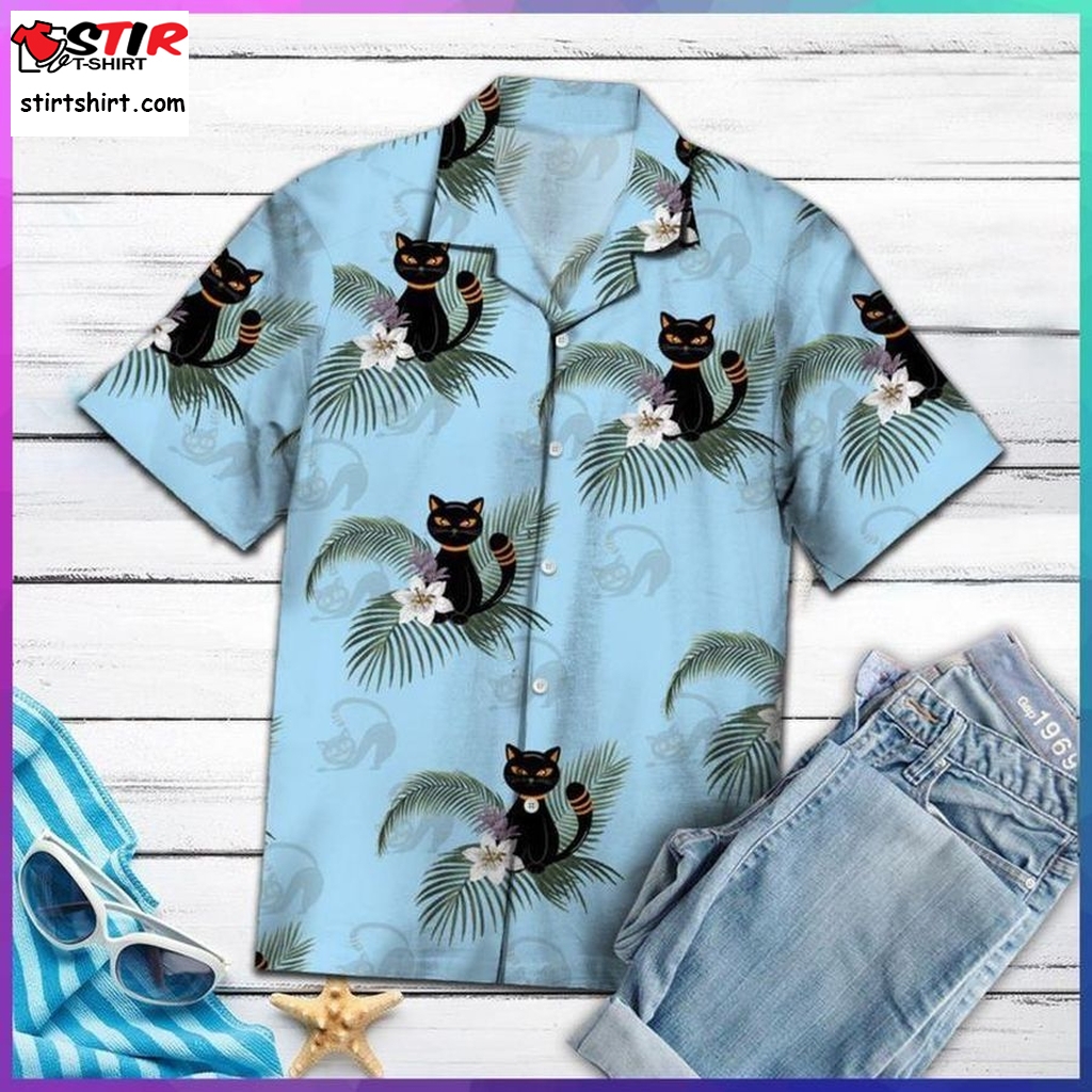 Black Cat Tropical Hawaiian Shirt Pre10894, Hawaiian Shirt, Womens Hawaiian Shirtsgift Shirts, Graphic Tee  Womens s