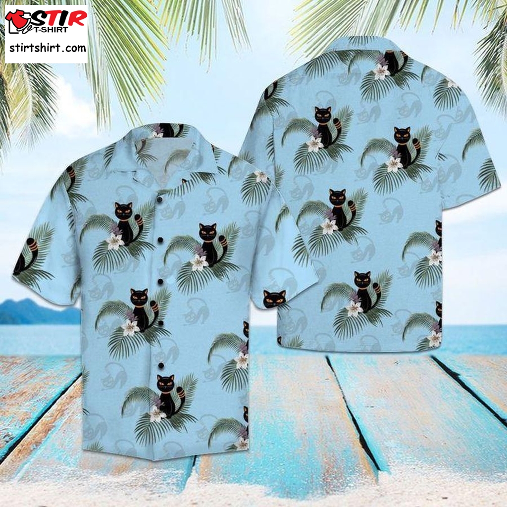 Black Cat Tropical Hawaiian Shirt Pre13475, Hawaiian Shirt, Womens Hawaiian Shirtsgift Shirts, Graphic Tee  Womens s