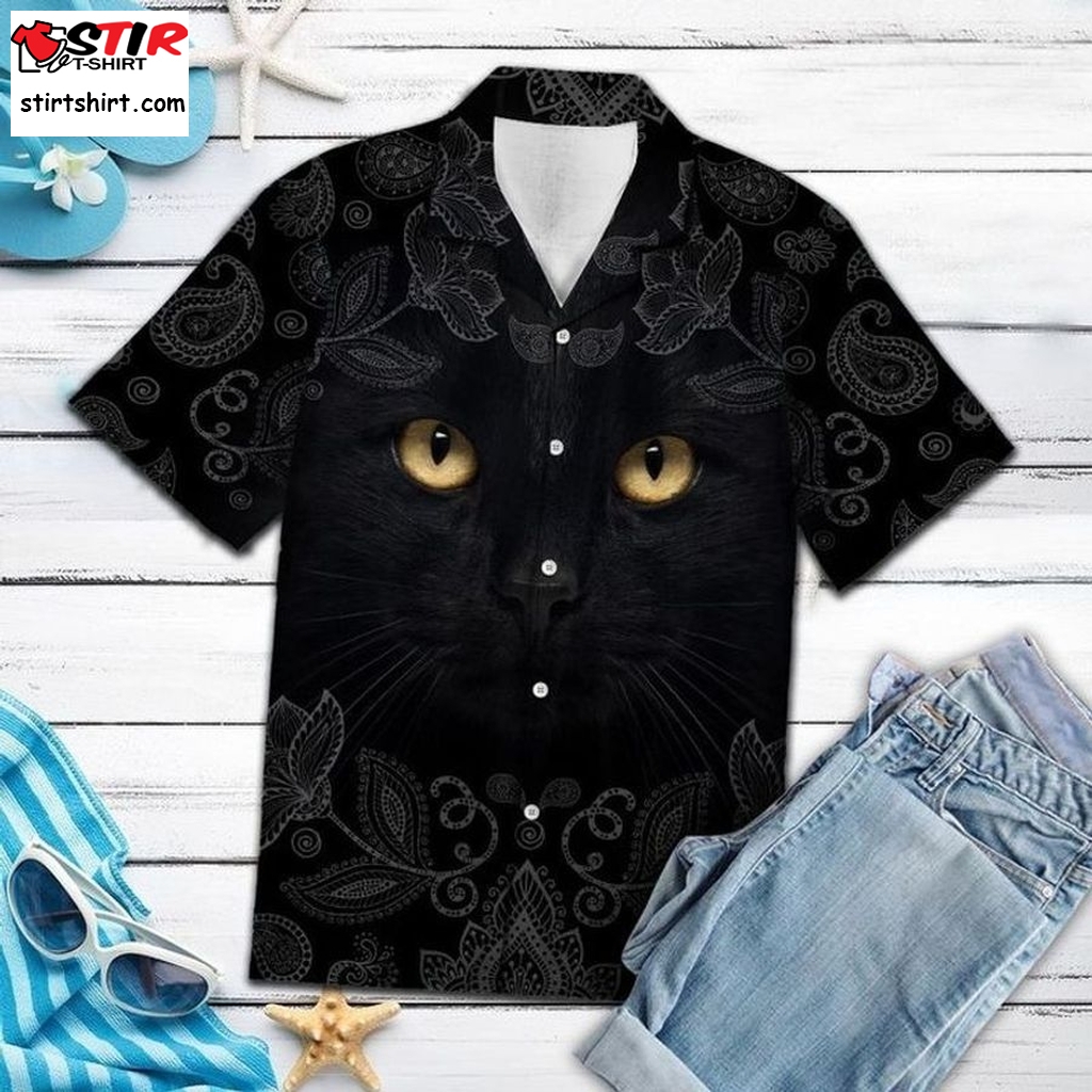 Black Cats Mandala Hawaiian Shirt  s Black