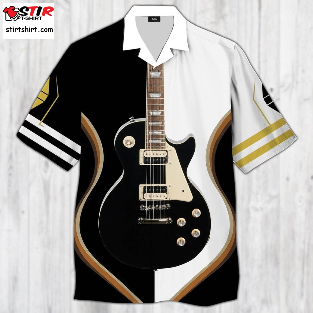 Black Electric Guitar Hawaiian Shirt Pre13514, Hawaiian Shirt, Gun Hawaiian Shirts Graphic Tee  Gun s