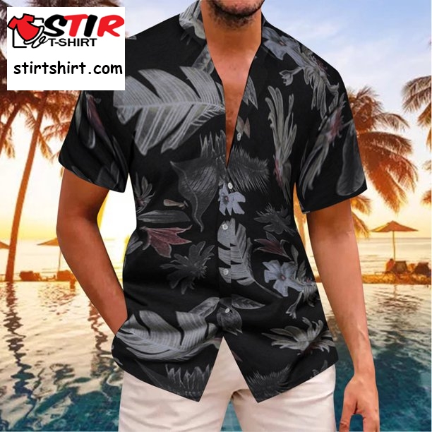 Black Hawaiian Shirt For Men Men_S Summer Fashion Leisure Seaside Beach Hawaiian Printed Shirt  Black  Outfit