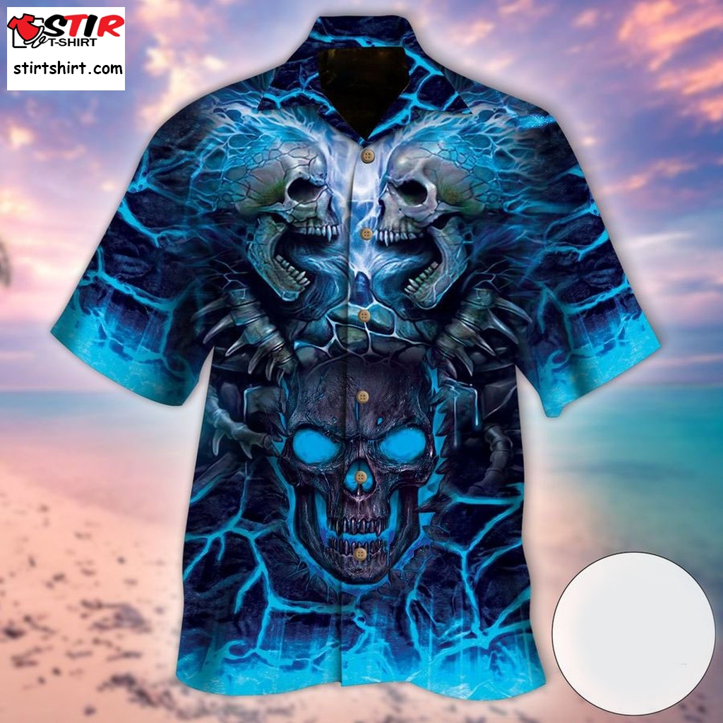 Blue Lava Skulls The Death Hawaiian Shirt   Blue