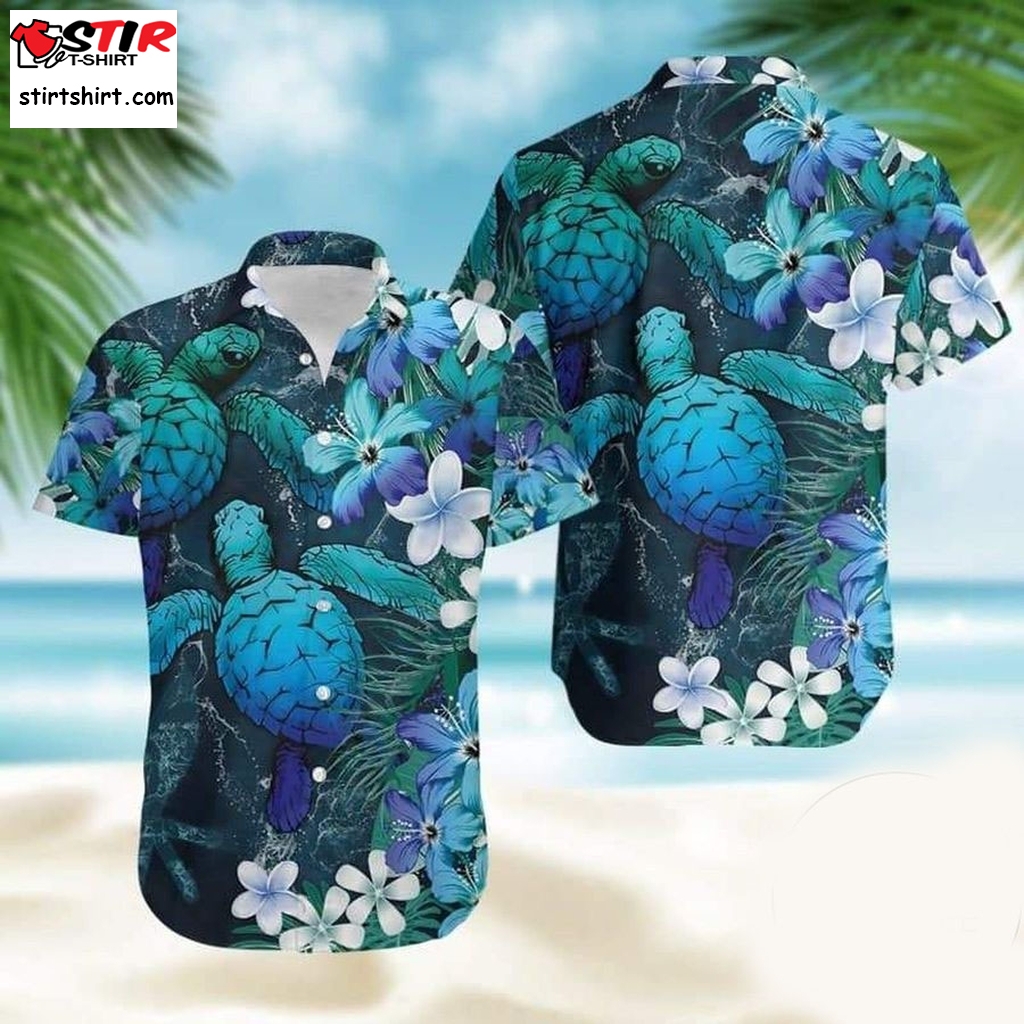 Blue Ocean Turtle Hawaiian Aloha Shirts  s Blue