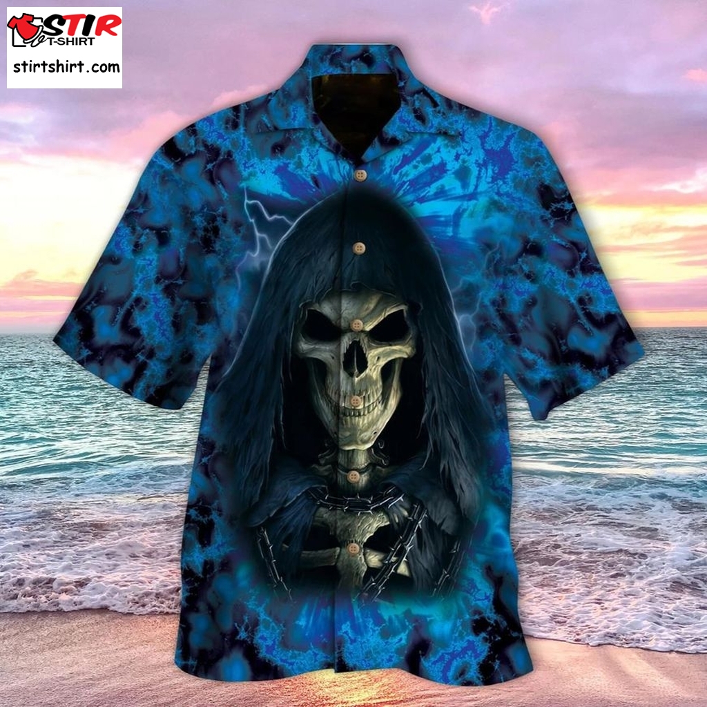 Blue Skull Hawaiian Shirt  s Blue
