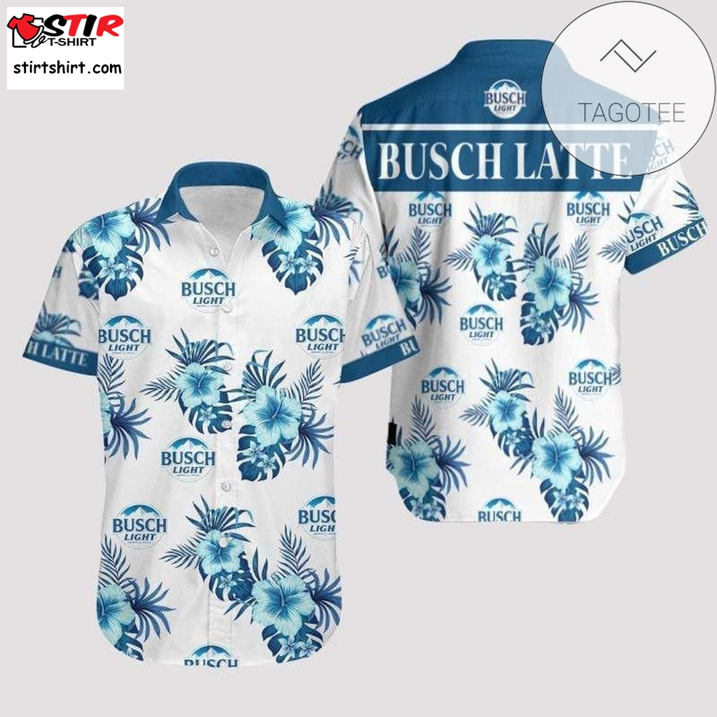 Blue Tlmus Busch Light Hawaiian Aloha Shirts V  s Blue