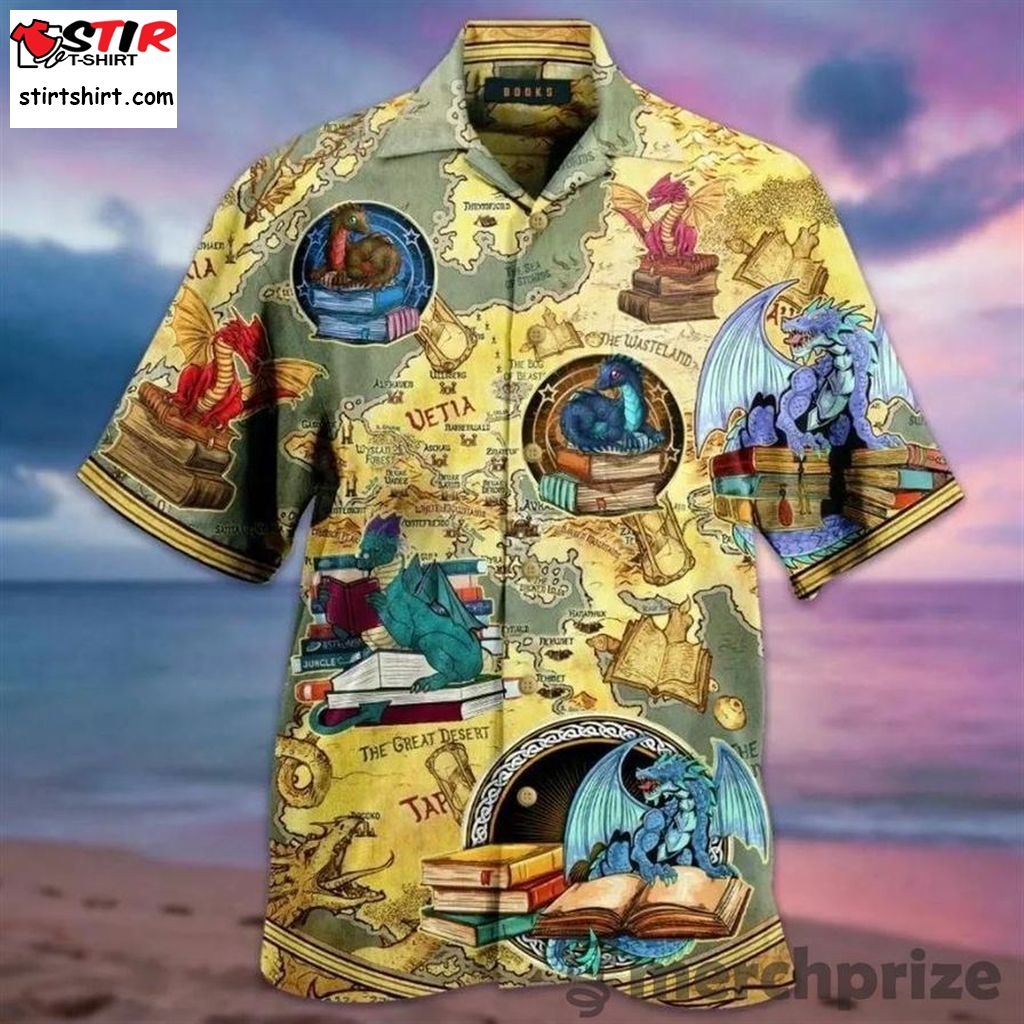 Books Dragon Hawaiian Aloha Shirt Unisex Shorts Sleeve Colorful Hw3408 Hawaiian Shorts Beach Short S 
