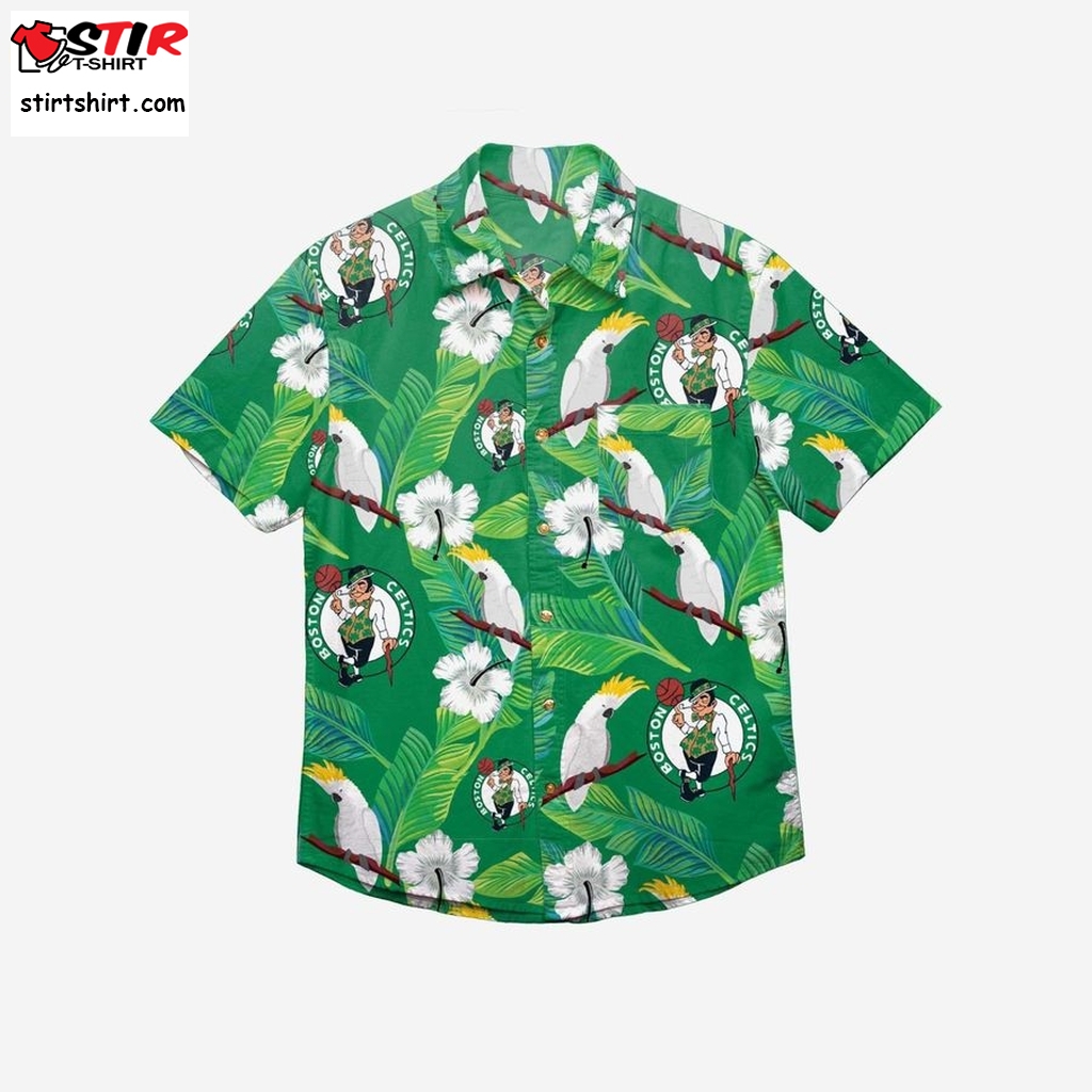 Boston Celtics Floral Button Up Hawaiian Shirt  Boston Red Sox 