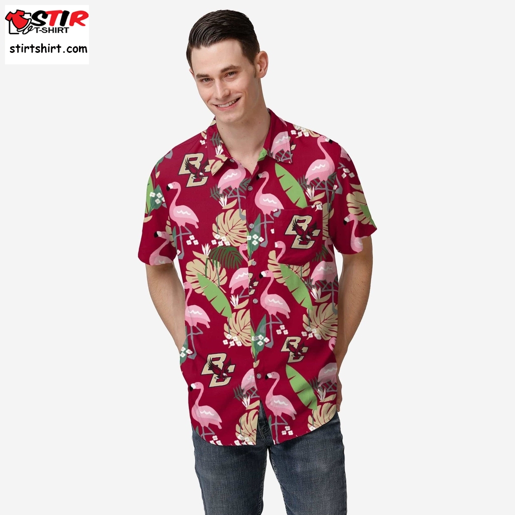 Boston College Eagles Floral Button Up Hawaiian Shirt  Boston Red Sox 