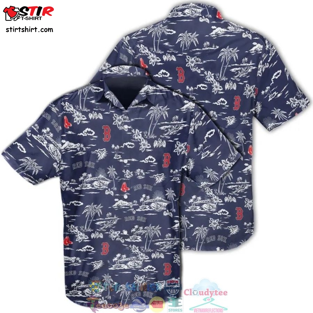 Boston Red Sox Mlb Hibiscus Palm Tree Hawaiian Shirt  Saleoff