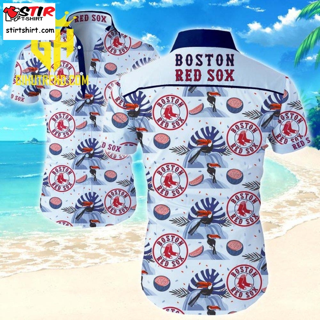 Boston Red Sox With Parrot Trophycal Mlb Hawaiian Shirt  s Red