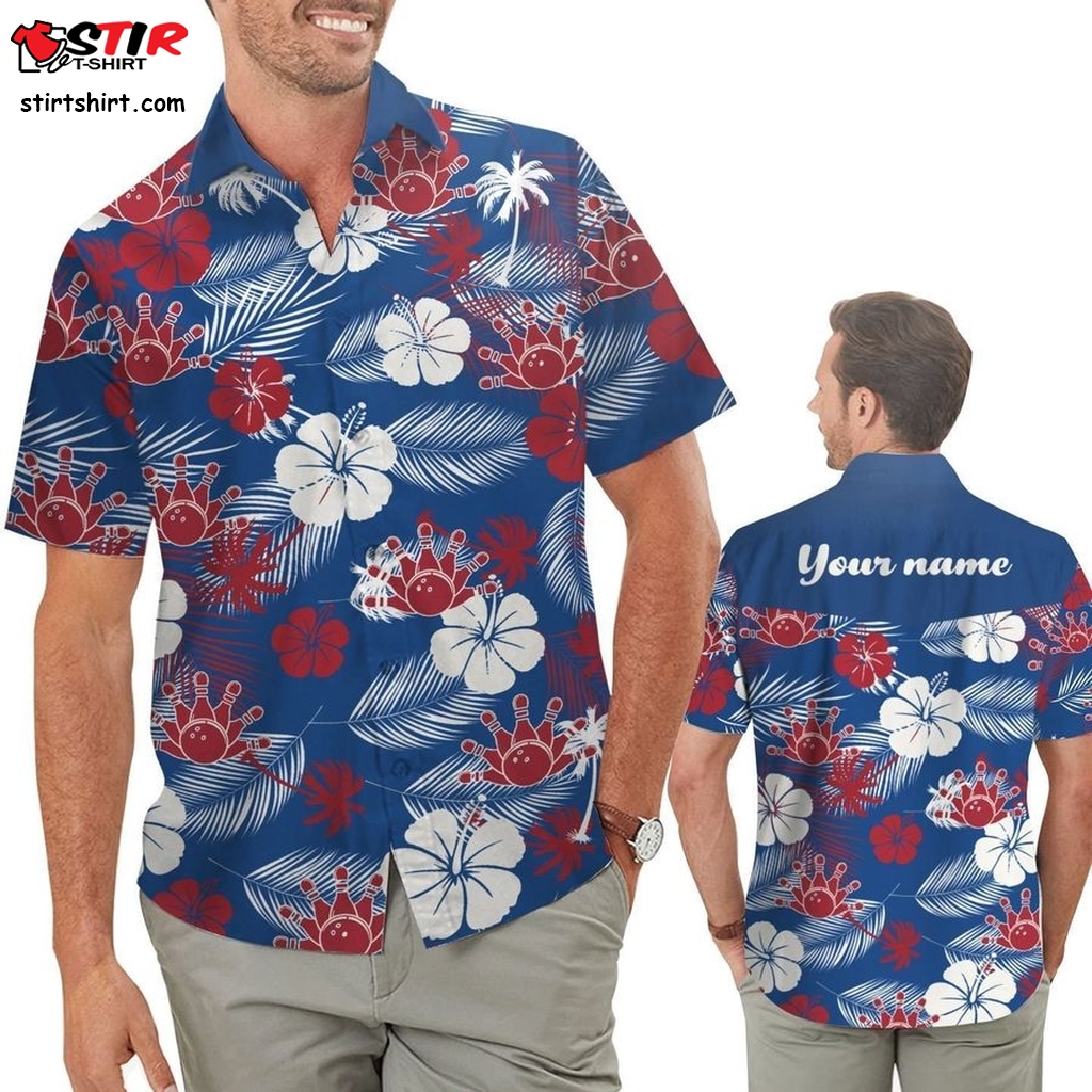 Bowling Aloha Floral Tropical Custom Name Men Button Up Hawaiian Shirt Personalized Gifts For Bowlers Sport Lovers  Raising Arizona 