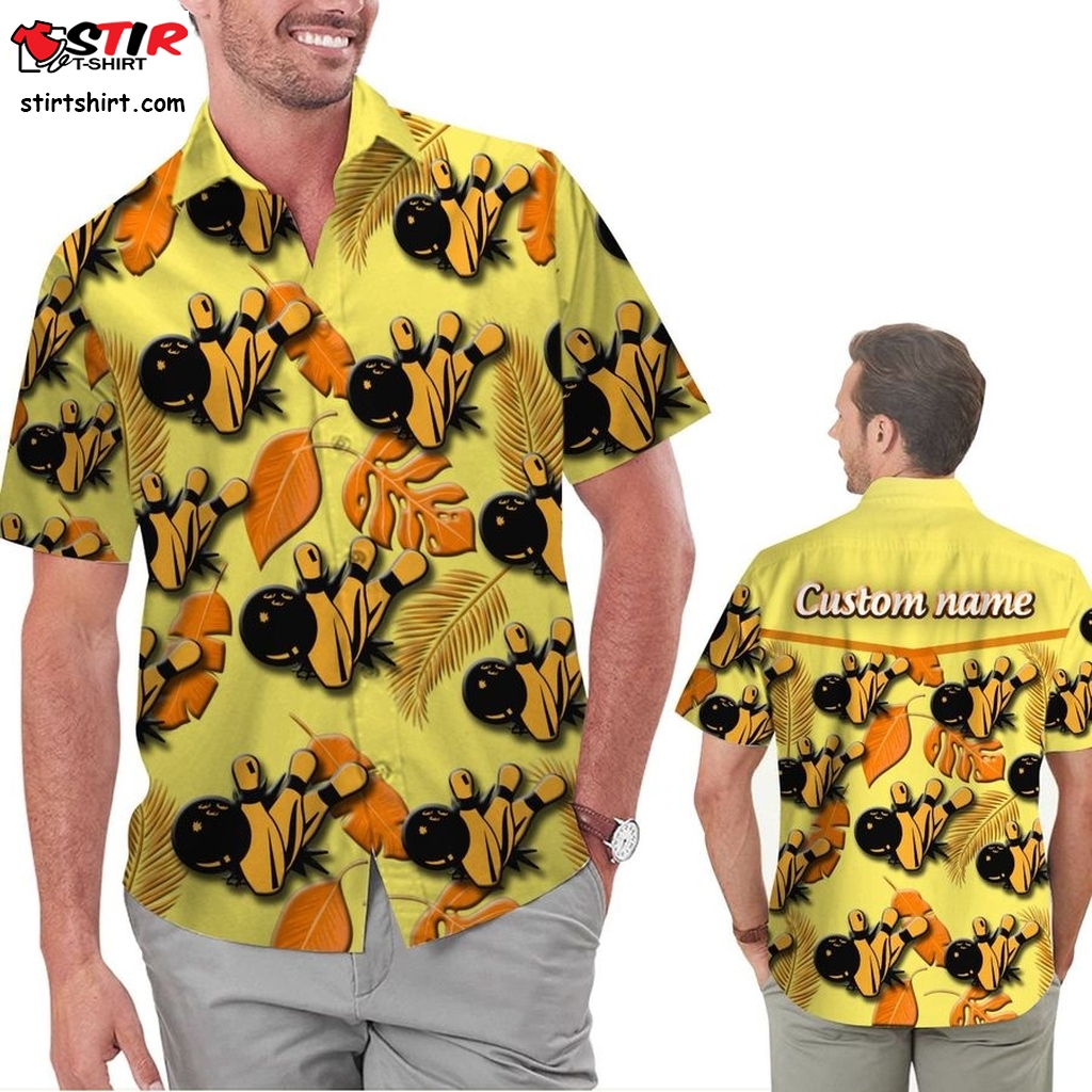 Bowling Custom Name Men Hawaiian Tropical Floral Beach Button Up Shirt For Bowlers And Sport Lovers On Summer Vacation  Raising Arizona 