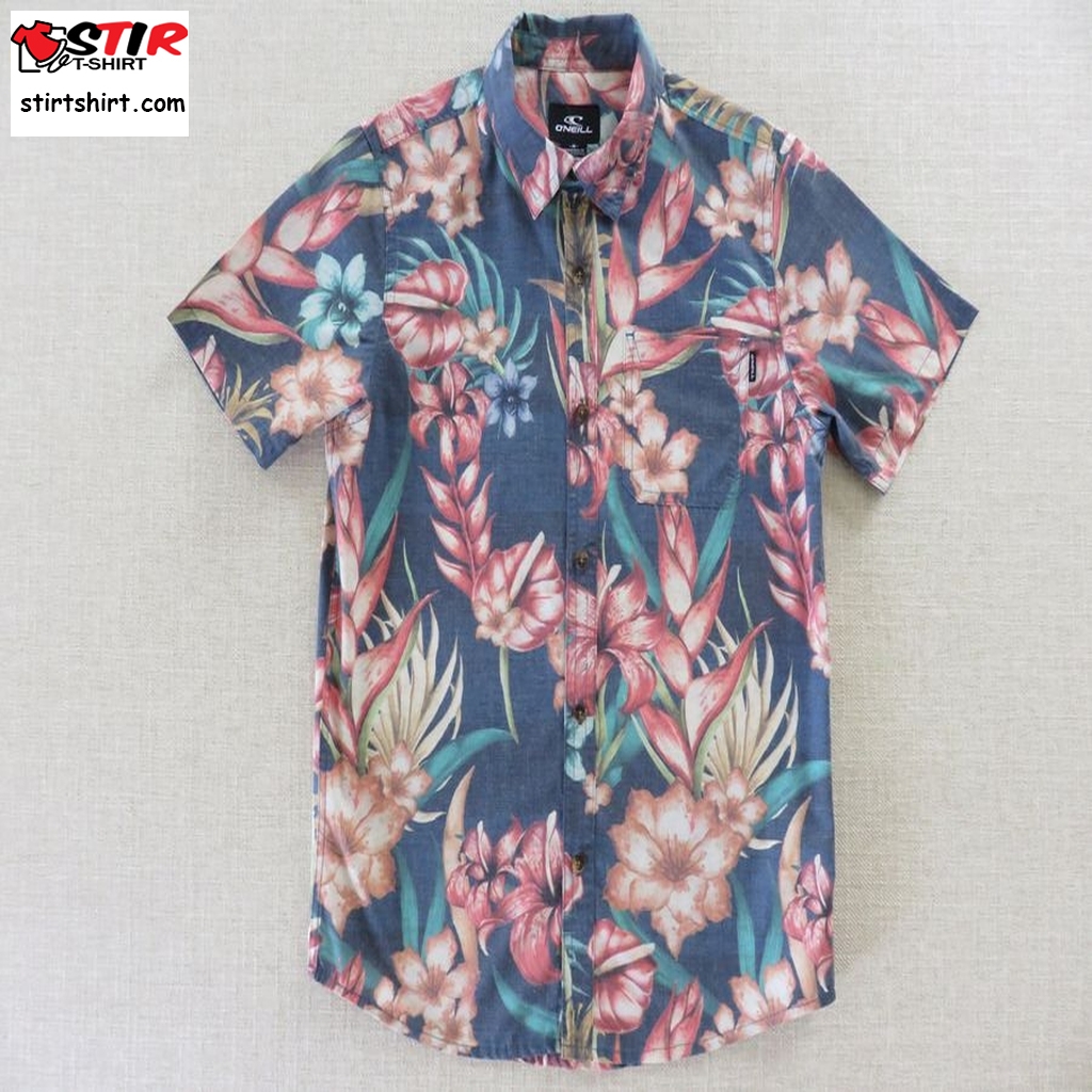 Boy's Hawaiian Shirt, O'neill Beach Shirt, The Original American Surf Brand, Floral Aloha Shirt, Cotton Poly Blend Button Down, Kids Size M