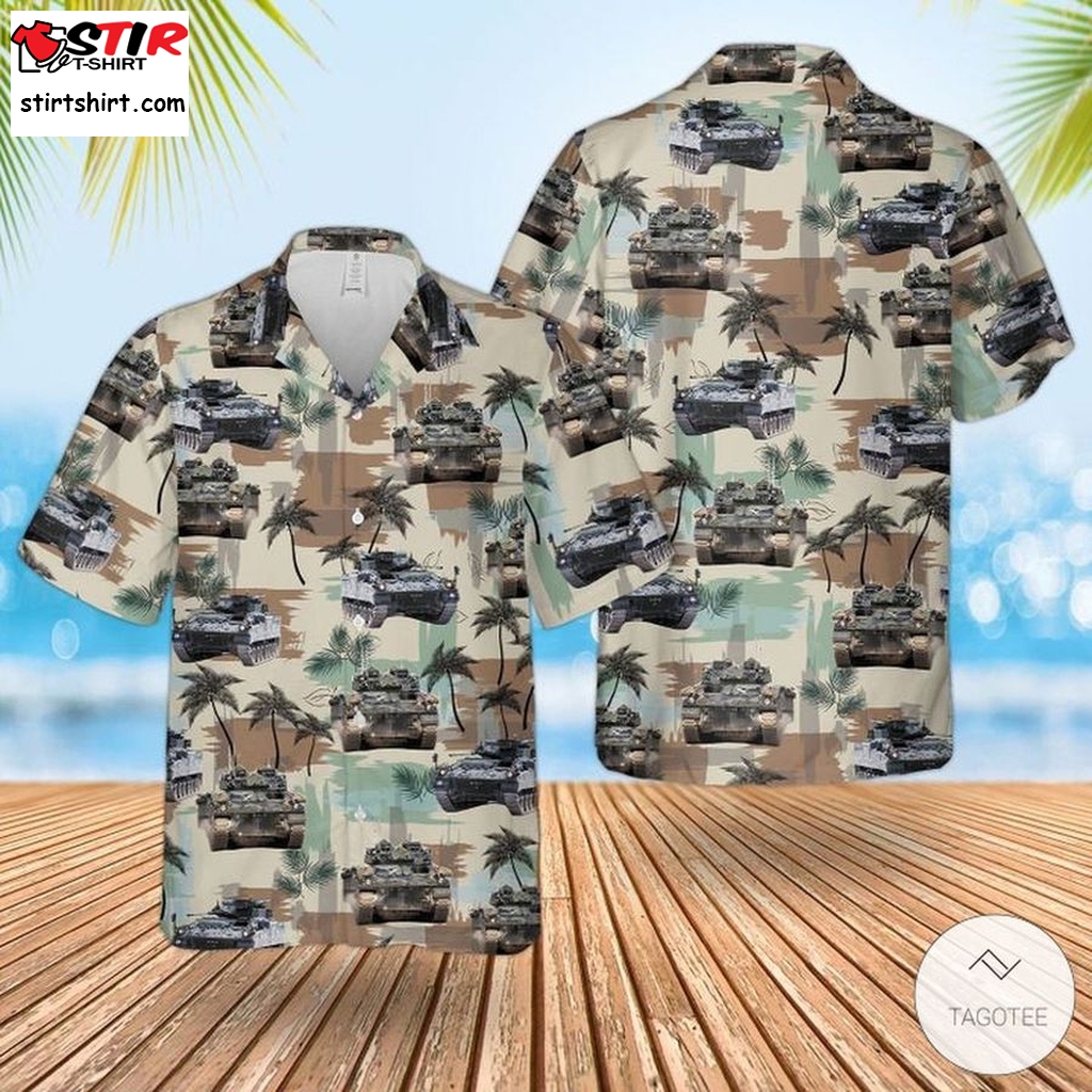 British Army Warrior Tracked Armoured Vehicle Hawaiian Shirts  Under Armour Hawaiian Golf Shirt