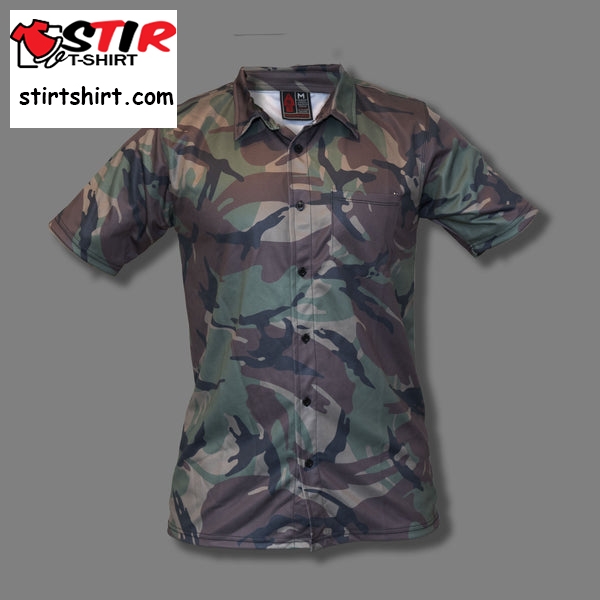 British Disruptive Pattern Material (Dpm) Woodland Camo Button Up Shirt  Tactical Hawaiian Shirts Tactical s