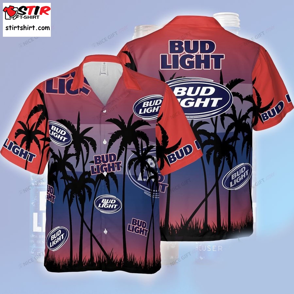 Bud Light Gradient Blue And Red Hawaiian Shirt  s Red