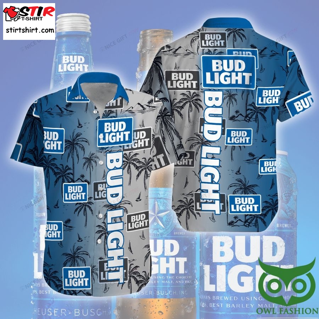 Bud Light Gradient Gray And Blue Hawaiian Shirt