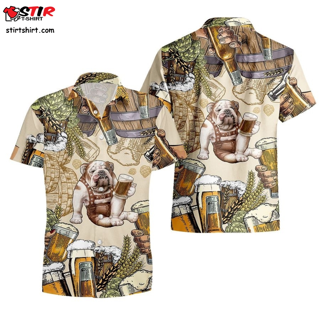 Bulldog And Beer Wheat Hawaiian Shirt  Halloween Costume 