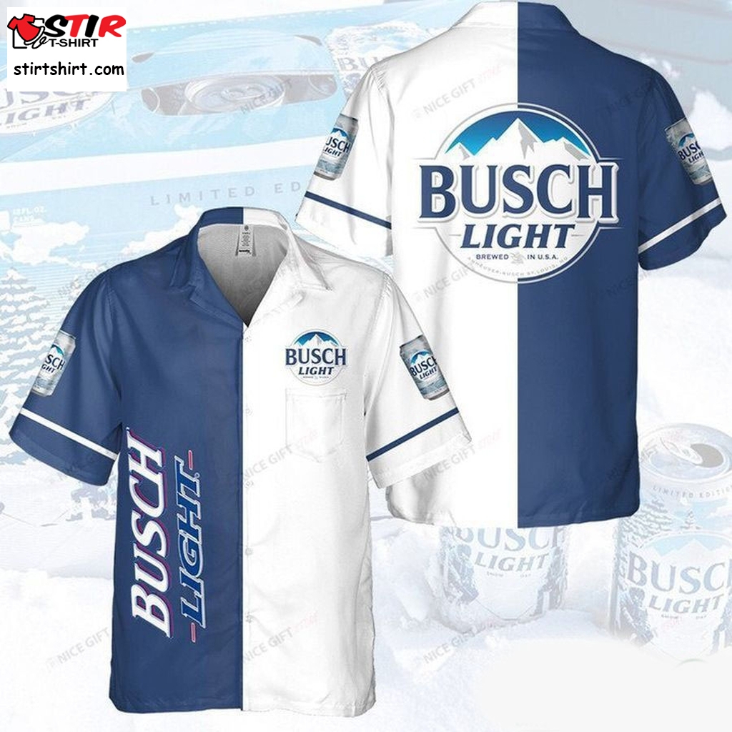Busch Light Basic Blue And White Hawaiian Shirt