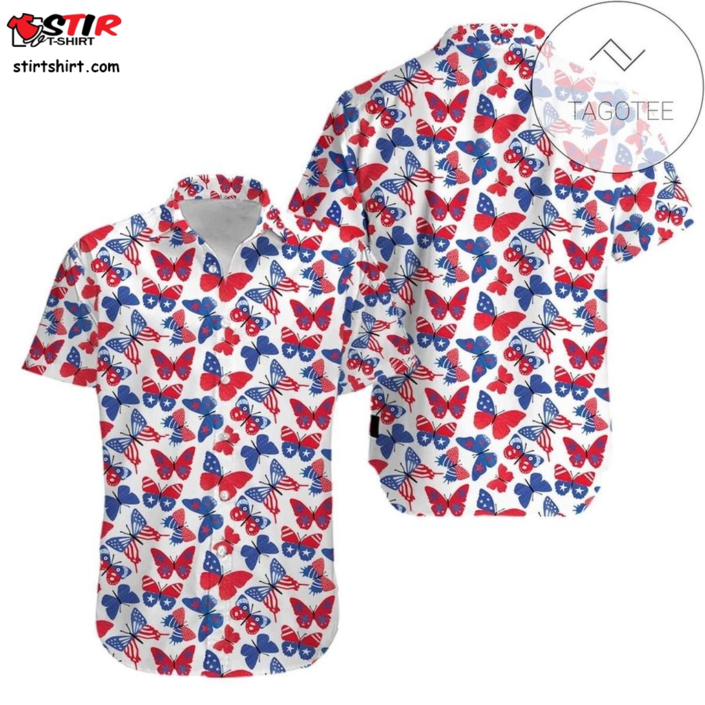 Butterfly American Flag Aloha Authentic Hawaiian Shirt 2023S V  Truffle Shuffle 
