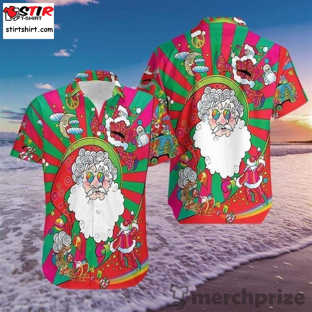 Buy Hippie Santa Claus Merry Christmas Hawaiian Aloha Shirts 