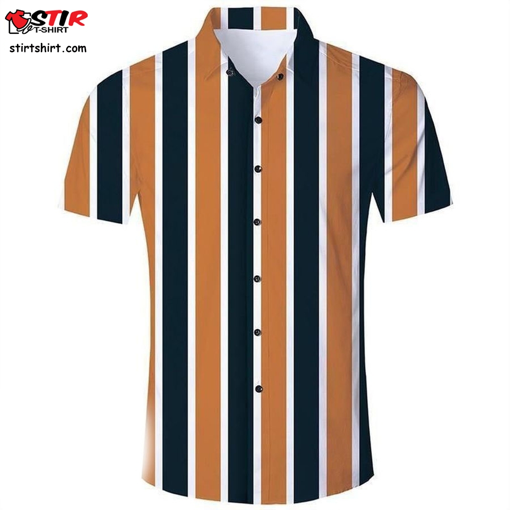 Buy Mens Hawaiian Short Sleeve Shirts Brown Stripes