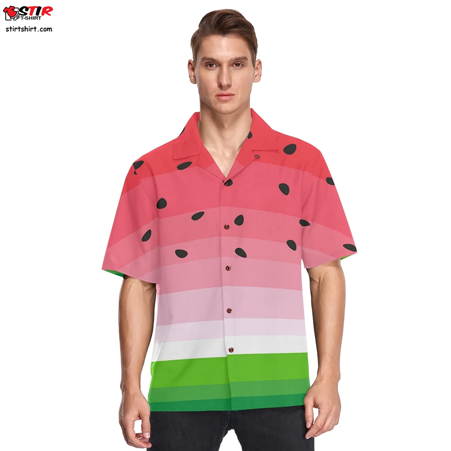 Buy Watermelon Men_S Hawaiian Shirt Summer Fruit Aloha Beach Shirt Summer Casual Button Down Shirts
