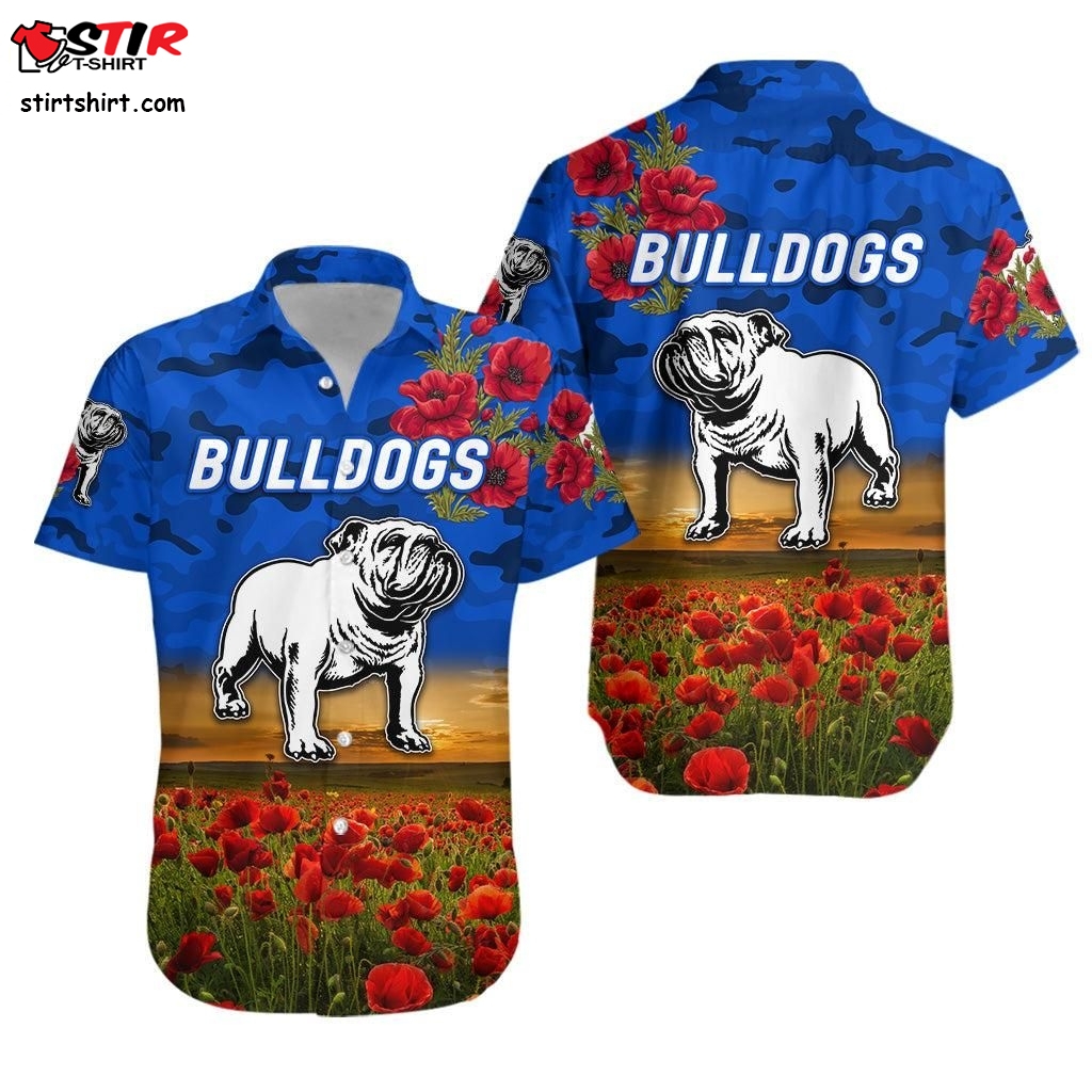 Canterbury   Bankstown Bulldogs  Hawaiian Shirt Poppy Flowers Vibes   Blue Lt8  Uniqlo 